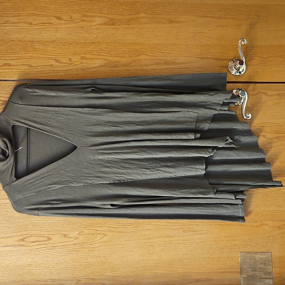 Free People Asymmetrical Green Long Sleeve Top